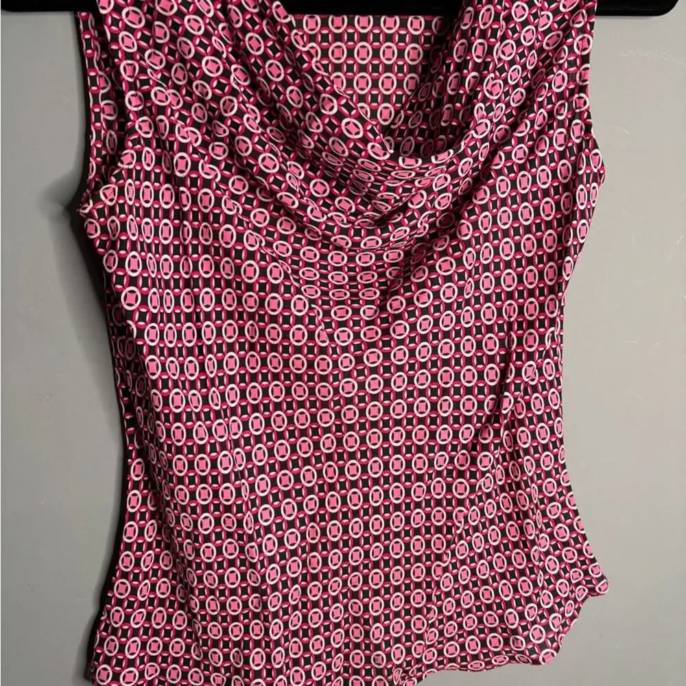 Michael Kors Pink Black Silk Draped Blouse 4